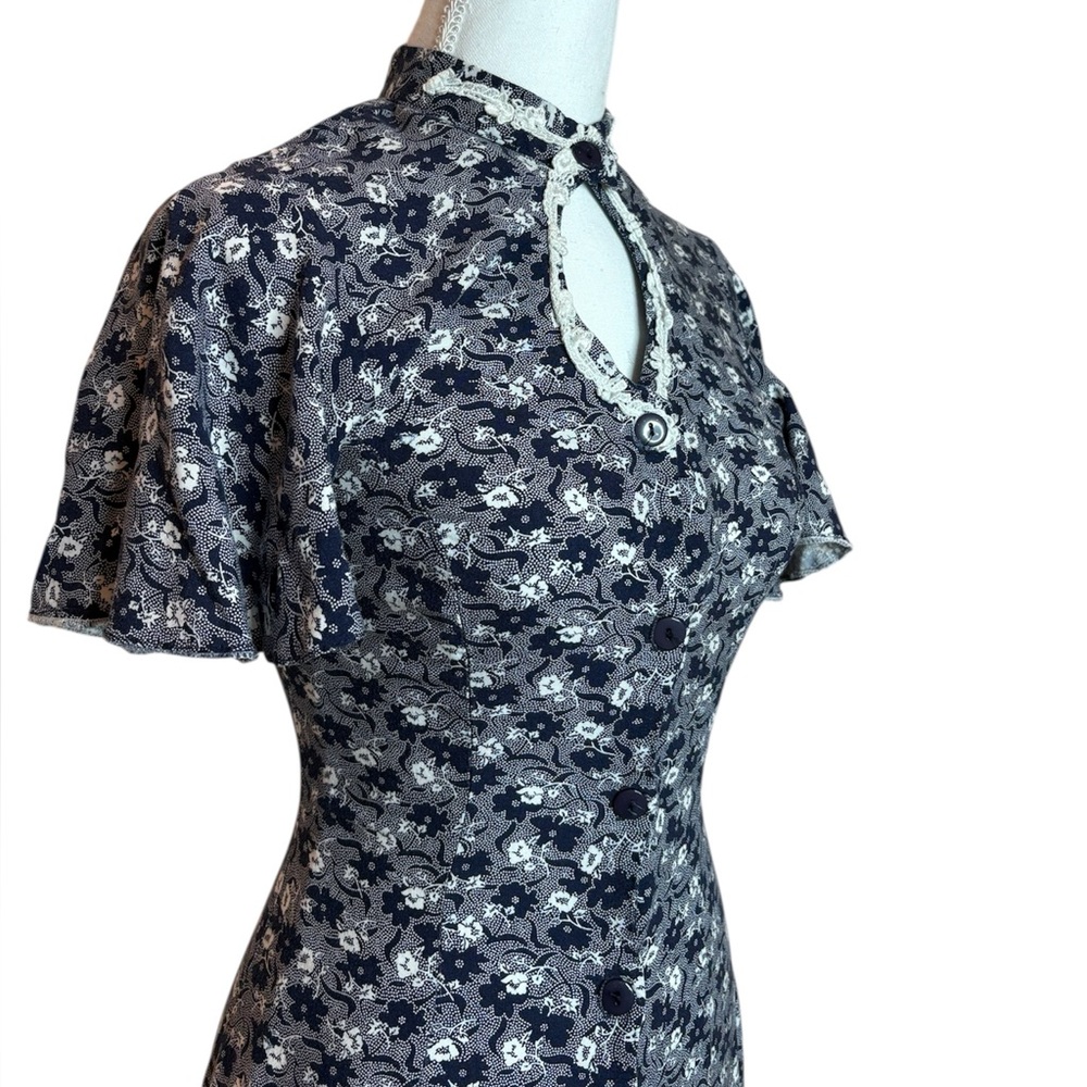 90’s Charlie’s Button front Floral Keyhole Gothic Maxi Dress size XS